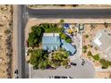 Bird's eye view showcases the property's location with lush landscaping and ample parking at 5515 N Campbell Rd, Las Vegas, NV 89149