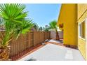Backyard featuring palm tree, concrete patio and wooden fence at 1480 Hialeah Dr # B, Las Vegas, NV 89119