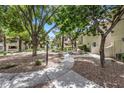 Landscaped community courtyard with mature trees and walkways in residential area at 2627 S Durango Dr # 201, Las Vegas, NV 89117
