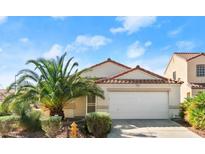 Single-story house with a two-car garage and desert landscaping at 685 Red Bark Ln, Henderson, NV 89011