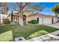 Single-story house with a landscaped yard and attached two-car garage at 10221 Crystal Arch Ave, Las Vegas, NV 89129