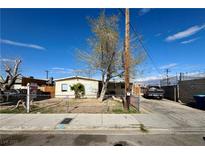 Modest single-story home with a chain-link fence and mature tree in front at 3141 Scarlet Oak Ave, Las Vegas, NV 89104