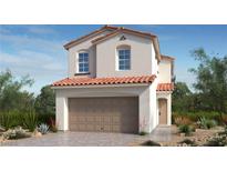 Two-story house with Spanish-style architecture, tile roof, and two-car garage at 334 Taylor St, Henderson, NV 89015