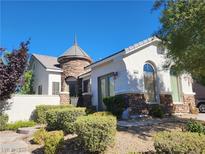 Beautiful one-story home with stone accents and landscaped yard at 1260 Corista Dr, Henderson, NV 89052