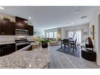 Modern kitchen with stainless steel appliances and granite countertops at 4710 Blaise Ave # 101, North Las Vegas, NV 89084