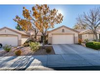 Single-story house with a two-car garage and desert landscaping at 2091 Poppywood Ave, Henderson, NV 89012