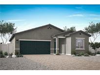 Single-story home with dark green garage doors and light gray exterior walls at 2727 Avril Point St, Las Vegas, NV 89156