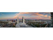 Stunning aerial view of Las Vegas skyline at sunset, showcasing the property's prime location at 4381 W Flamingo Rd # 2016, Las Vegas, NV 89103