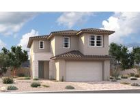 Two-story house with tile roof, attached garage, and desert landscaping at 11759 Pandion Ave, Las Vegas, NV 89138