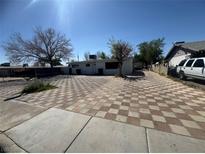 Wide view of the paver brick driveway leading up to the home at 2127 Crawford St, North Las Vegas, NV 89030