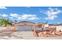 Single-story house with a two-car garage and landscaped front yard at 476 Tiger Lily Way, Henderson, NV 89015