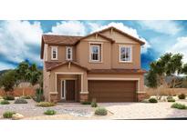 Two-story house with brown exterior, attached garage, and landscaping at 3204 Codnor Park Dr, North Las Vegas, NV 89081