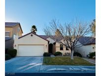 Single-story home with attached two-car garage and landscaped front yard at 773 Valley Rise Dr, Henderson, NV 89052