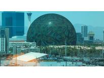City skyline view featuring Sphere, Battlebots arena, and bright Las Vegas scenery at 125 E Harmon Ave # 809, Las Vegas, NV 89109