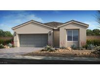 Charming single-story home features a two-car garage and low maintenance desert landscaping at 4280 E Brusca Way, Pahrump, NV 89061