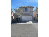 Charming two-story home featuring neutral stucco, a tile roof, and an attached two-car garage at 8533 Last Point Ave, Las Vegas, NV 89129