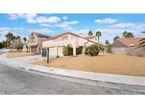 Charming single-Gathering home features a well-maintained front yard, two-car garage and a classic desert landscape at 1804 Michael Ct, Henderson, NV 89014