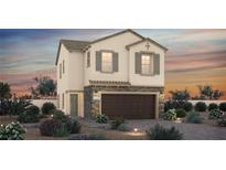 Inviting two-story home with stone accents, a neutral color palette, and a well-manicured front yard at 89 Cashmere Waltz Pl, Las Vegas, NV 89011