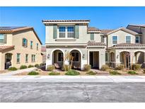 Charming two-story home featuring an arched front porch and low-maintenance landscaping at 3732 Via Gennaro, Henderson, NV 89044