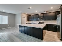 Modern kitchen features a large island, stainless steel appliances, and ample cabinet space at 9239 Albus Hills Ave, Las Vegas, NV 89143