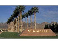 Summerlin community sign with palm trees and mountain views at 85 Alerion St, Las Vegas, NV 89138