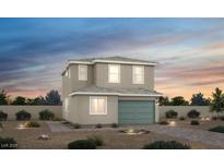 Charming two-story home with a neutral color palette, a well-kept lawn, and an attached two-car garage at 1634 Square Fields St, Las Vegas, NV 89115