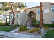 Inviting condo with landscaped front, showcasing a well-maintained facade and easy access at 3145 E Flamingo Rd # 2119, Las Vegas, NV 89121