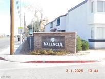 Exterior shot of the Valencia community sign at , Las Vegas, NV 89119