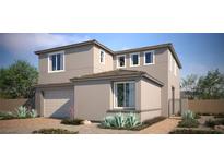 Two-story home featuring desert landscaping, neutral stucco, tile roof, multi-paned windows, and an attached two-car garage at 9271 Lunar Phase St, Las Vegas, NV 89143