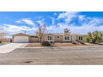 Charming single-story home features a two-car garage and well-kept landscaping at 3100 S Fallwood St, Pahrump, NV 89048