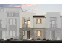 Contemporary multi-story home showing a modern exterior elevation in a residential neighborhood at 5757 Crenellated St # Lot 61, Las Vegas, NV 89148