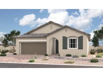 Inviting single-story home featuring a neutral color scheme, a two-car garage, and desert landscaping at 10232 Tumbaga St, Las Vegas, NV 89183