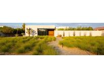 Stunning modern home with desert landscaping, featuring native grasses and a minimalist design aesthetic at 7030 Schirlls St, Las Vegas, NV 89118