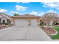 Charming single-story home with a three-car garage and well-maintained front yard landscaping at 2763 Morning Meadow Ct, Las Vegas, NV 89156