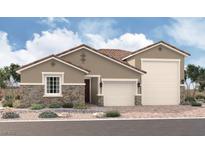 Charming single-story home featuring a stone facade, tile roof, and a convenient three-car garage at 4332 S Angel Falls Ct, Pahrump, NV 89061