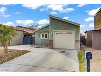Charming single-story home featuring an attached garage, bay window, and desert landscaping at 4156 Broadriver Dr, Las Vegas, NV 89108