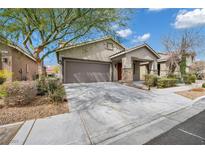Charming single-story home with a well-maintained front yard and a spacious two-car garage at 7877 Saber Tooth St, Las Vegas, NV 89149