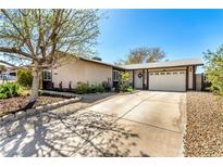 Charming single-story home featuring a well-maintained front yard and a spacious driveway leading to a two-car garage at 432 Bottle Brush Way, Henderson, NV 89015