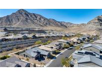 Expansive aerial view of the community showcasing the beautiful homes with mountain views at 2931 Raywood Ash Dr, Las Vegas, NV 89138