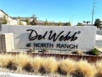 Attractive community sign for Del Webb at North Ranch with desert landscaping at 6436 Linden St, North Las Vegas, NV 89086