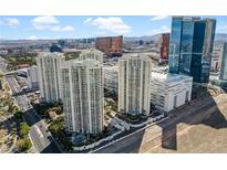 Stunning aerial view of a condo complex with Las Vegas skyline and surrounding cityscape views at 2877 Paradise Rd # 2203, Las Vegas, NV 89109