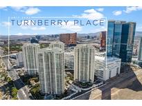 Stunning aerial view of Turnberry Place's luxury high-rise condos and amazing city views, Las Vegas at 2877 Paradise Rd # 2203, Las Vegas, NV 89109