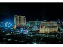 Stunning nighttime aerial view of the Las Vegas strip featuring illuminated casinos and the Sphere at 2000 N Fashion Show Dr # 4302, Las Vegas, NV 89109