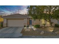 Charming single-story home with a well-maintained front yard and a two-car garage at 205 Derwent Pl, Las Vegas, NV 89144