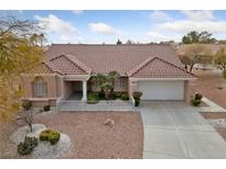 Charming single-story home featuring a well-manicured xeriscaped yard and a two-car garage at 9917 Arbuckle Dr, Las Vegas, NV 89134