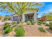 Inviting single-story home with a beautifully landscaped front yard and a stone driveway at 109 Reverie Heights Ave, Henderson, NV 89011
