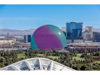 Expansive view of the Las Vegas skyline featuring the MSG Sphere and lush green landscaping at 2877 Paradise Rd # 2502, Las Vegas, NV 89109