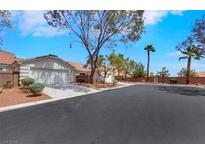 Charming single-story home with a well-maintained yard and a two-car garage on a sunny day at 9962 Catalina Canyon Ave, Las Vegas, NV 89147