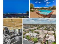 Community collage featuring the Las Vegas skyline, community pool, and fitness center at 10425 White Princess Ave, Las Vegas, NV 89166