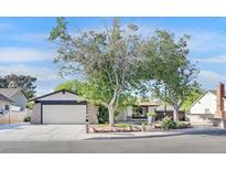 Charming single-story home featuring a two-car garage and mature landscaping with shade trees at 5772 Arbor Oak Cir, Las Vegas, NV 89142